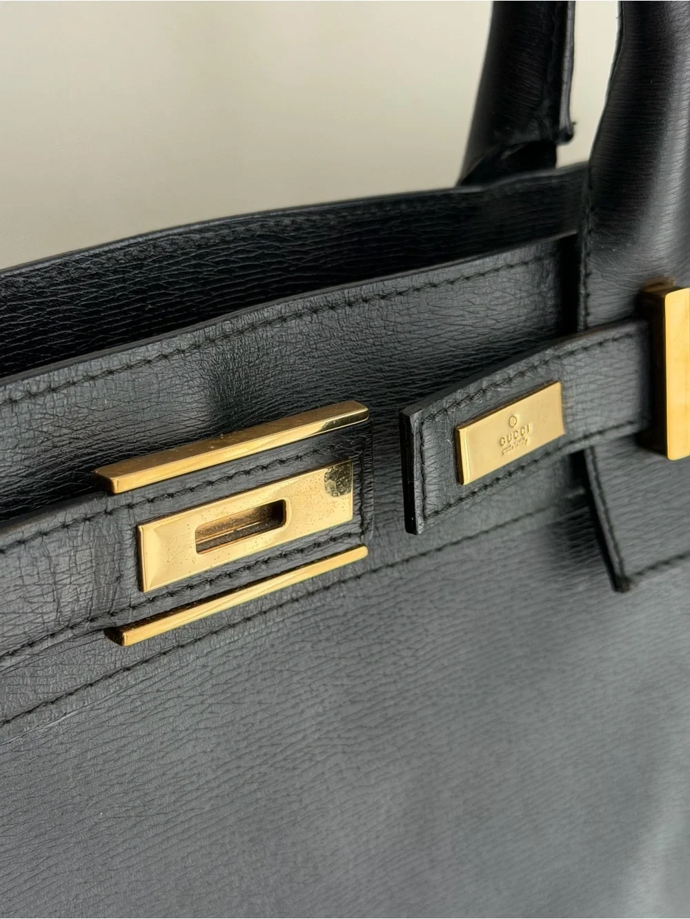 Authentic GUCCI Black Leather Top Handle Bag